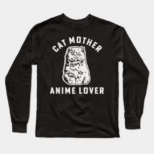 Cat Mother Anime Lover Cat Mom Japanese Anime Girl Long Sleeve T-Shirt